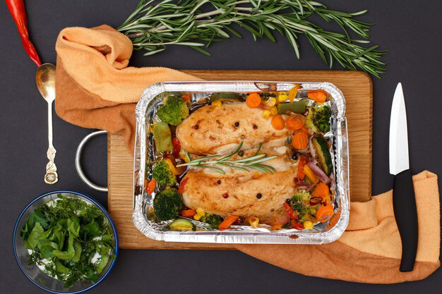 Cuisses de poulet « tomates, romarin, basilic »