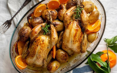 Poulet rôti en cocotte au citron et gingembre