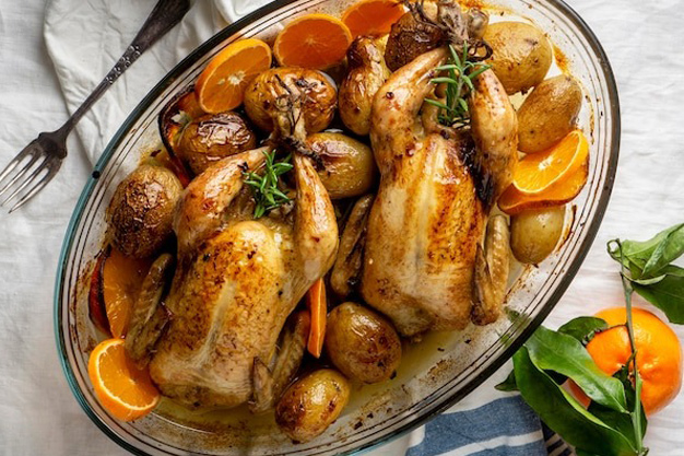 Poulet rôti en cocotte au citron et gingembre